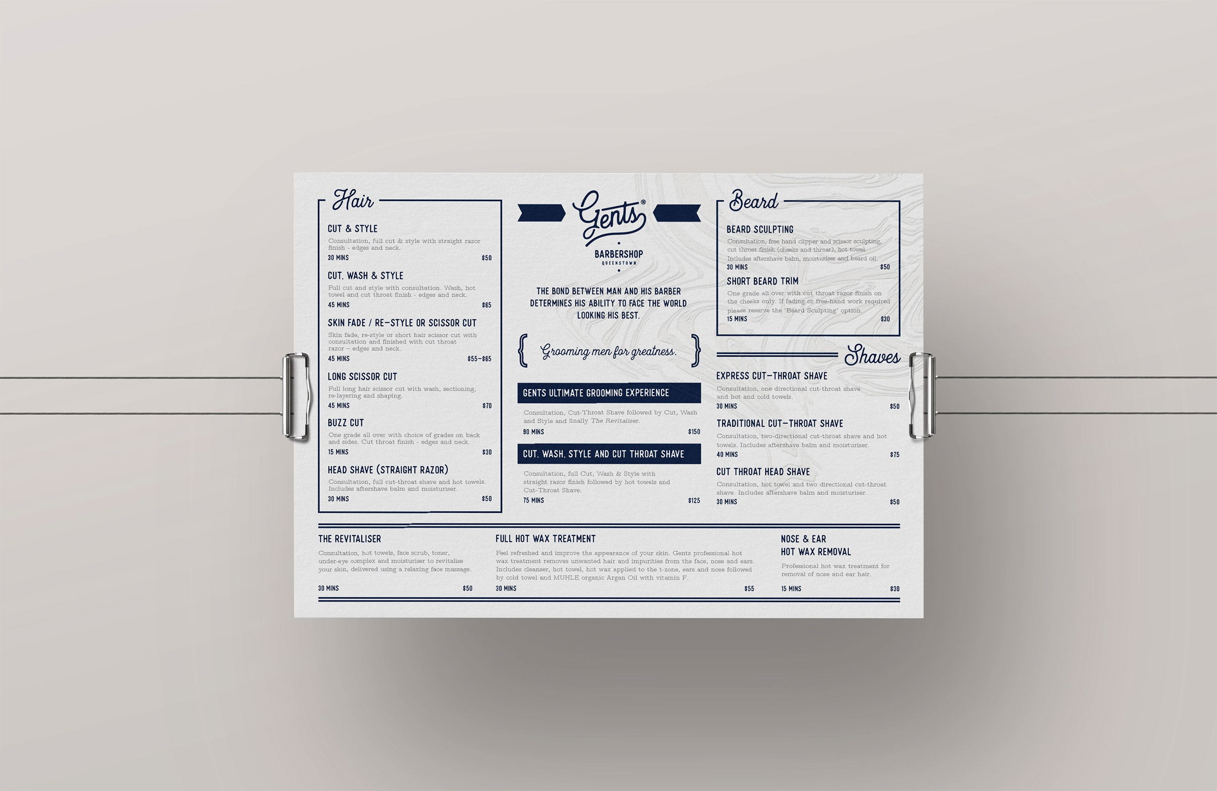 Gents Barbershop menu design