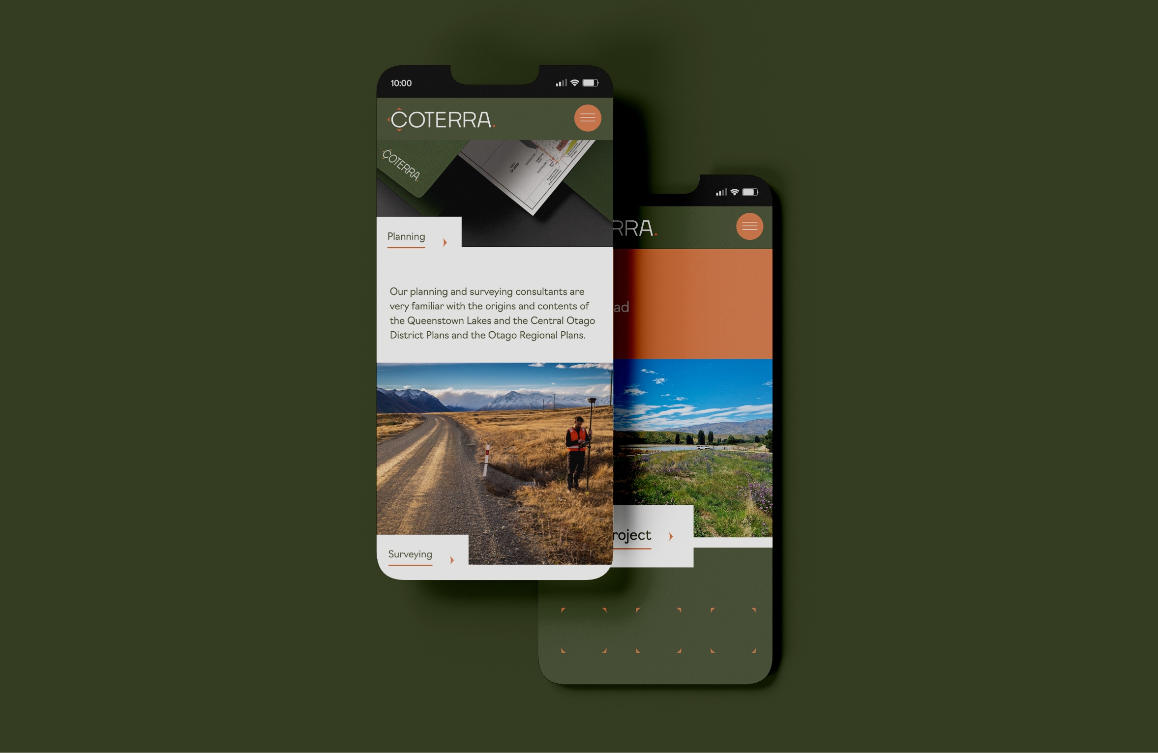 mobile view of coterra website